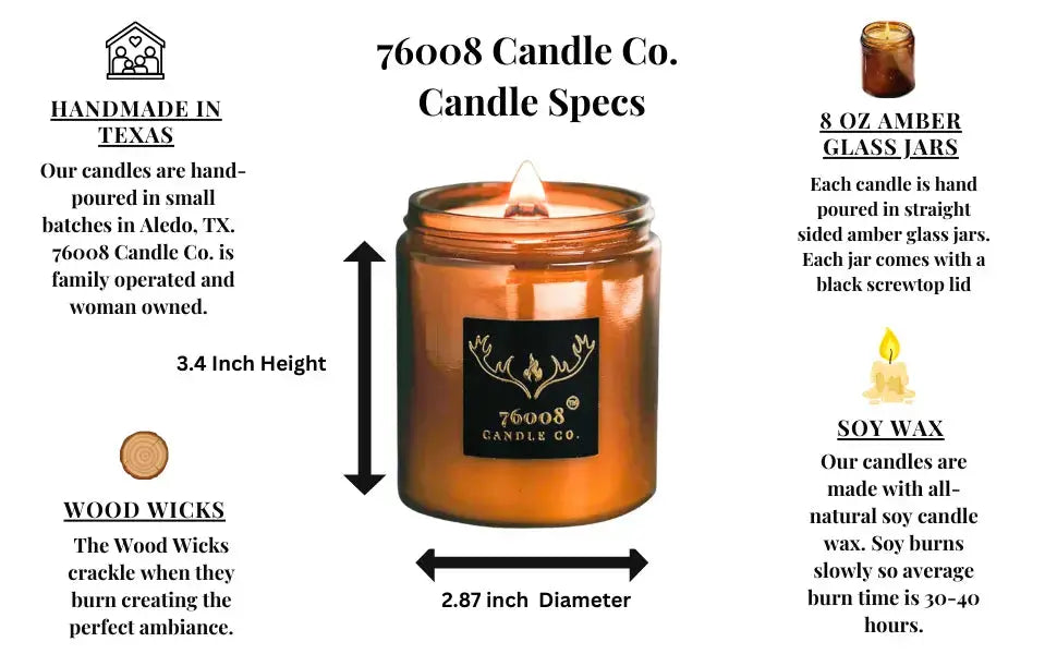 Leather and Vanilla Candle - Sophisticated Unisex Scent for Couples | 76008 Candle Co.