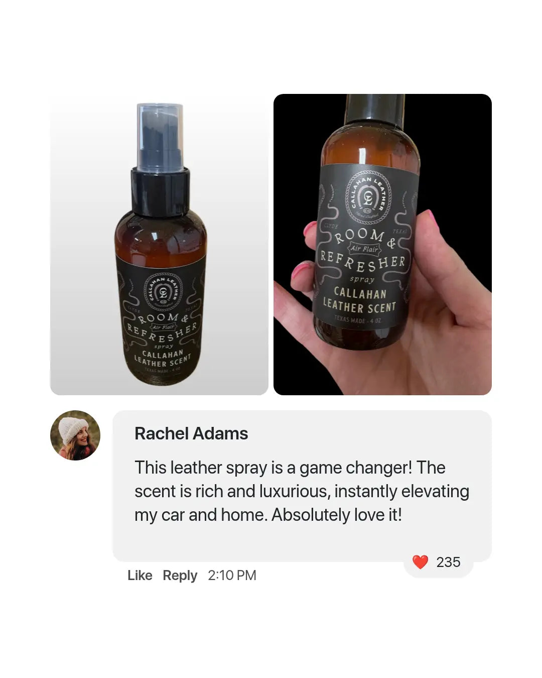 Leather Scented Air Spray – 4 oz | Long-Lasting Room & Car Freshener 76008 Candle Co. LLC