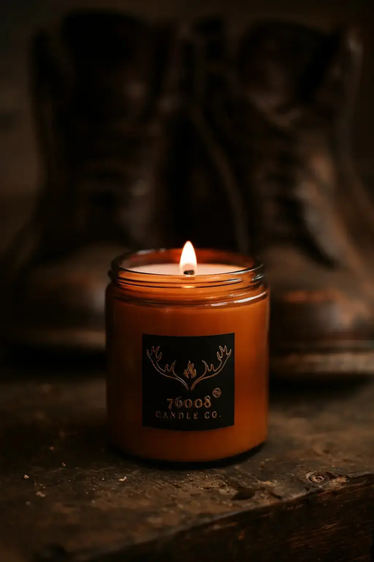 Leather and Vanilla Candle - Sophisticated Unisex Scent for Couples | 76008 Candle Co.