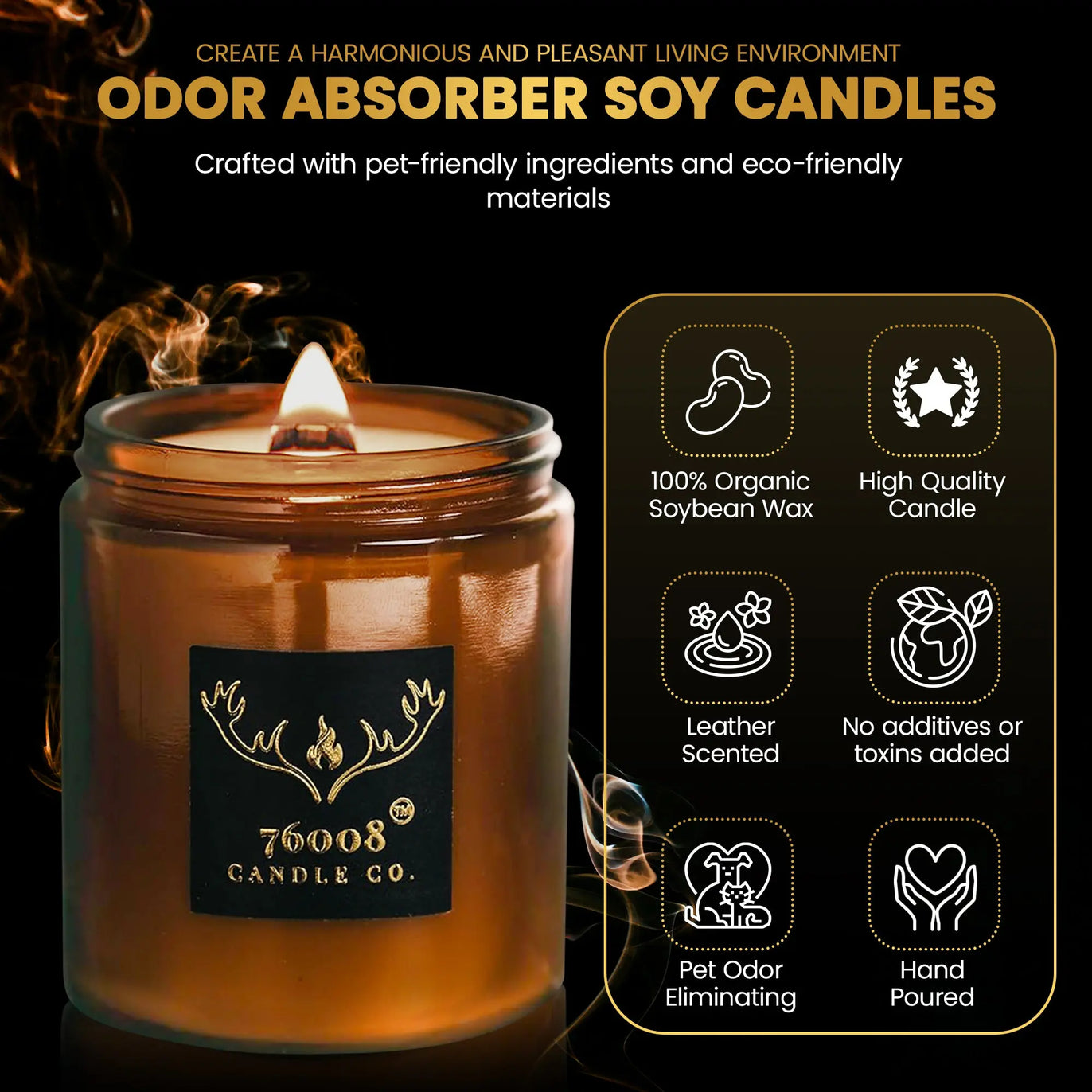 Leather Scented Candle | Man Cave Decor  | Candles for Men | Gifts for Him or Her 76008 Candle Co.