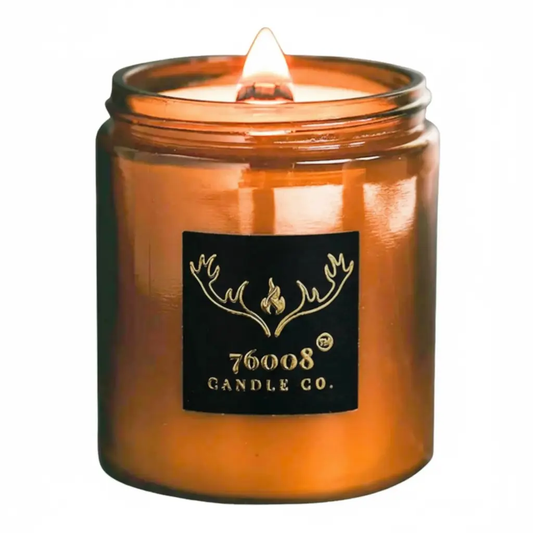 Vintage Leather Candle | Hand-Poured with Wood Wick Crackle | Masculine Home Decor - 76008 Candle Co.