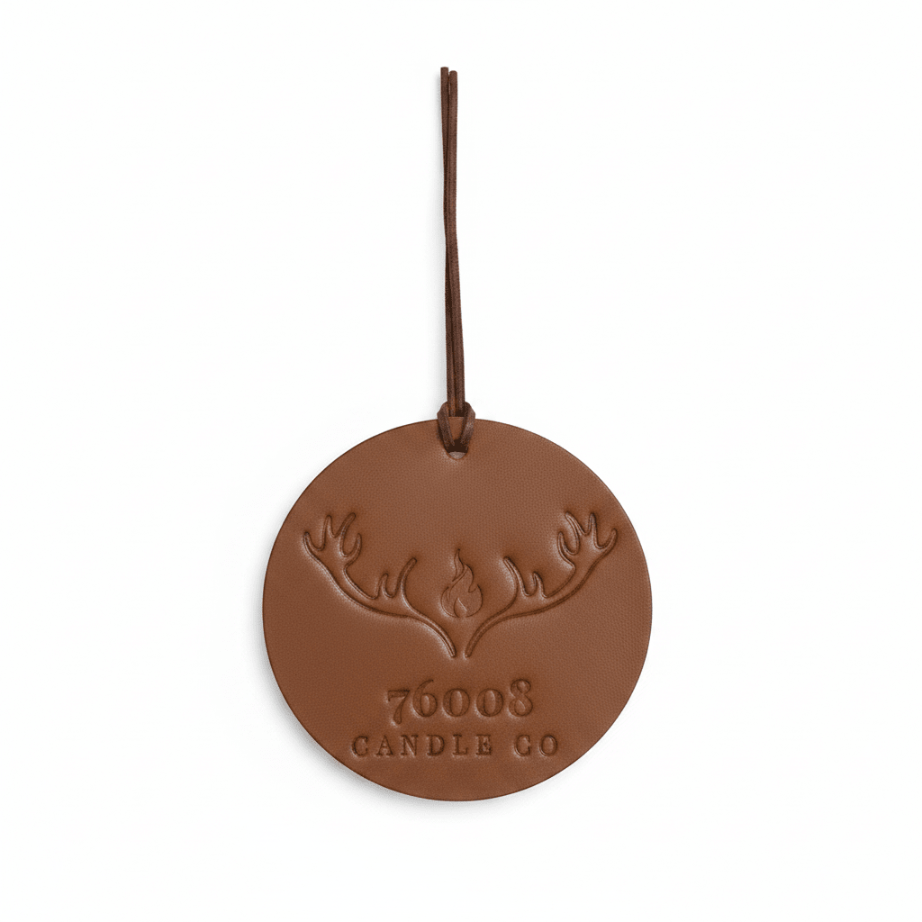 Leather Car Air Freshener | Hanging Disc | 76008 Candle Co.