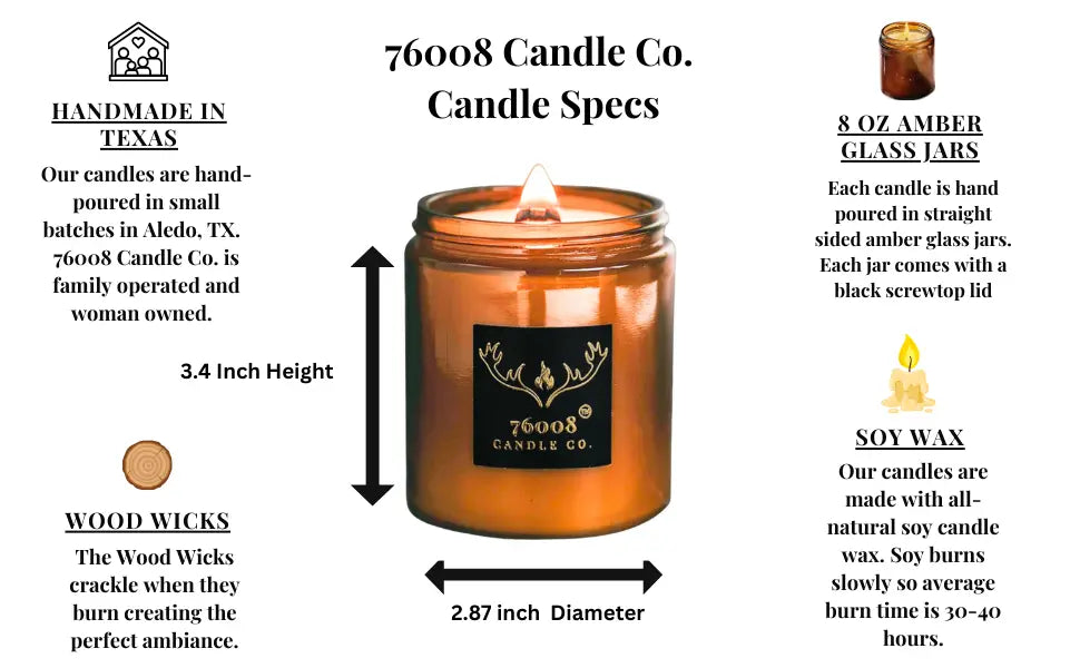 Leather and Vanilla Scented Candle | Valentine's Day Gifts for Her | Housewarming Gifts | Candle Gifts for Her 76008 Candle Co. LLC