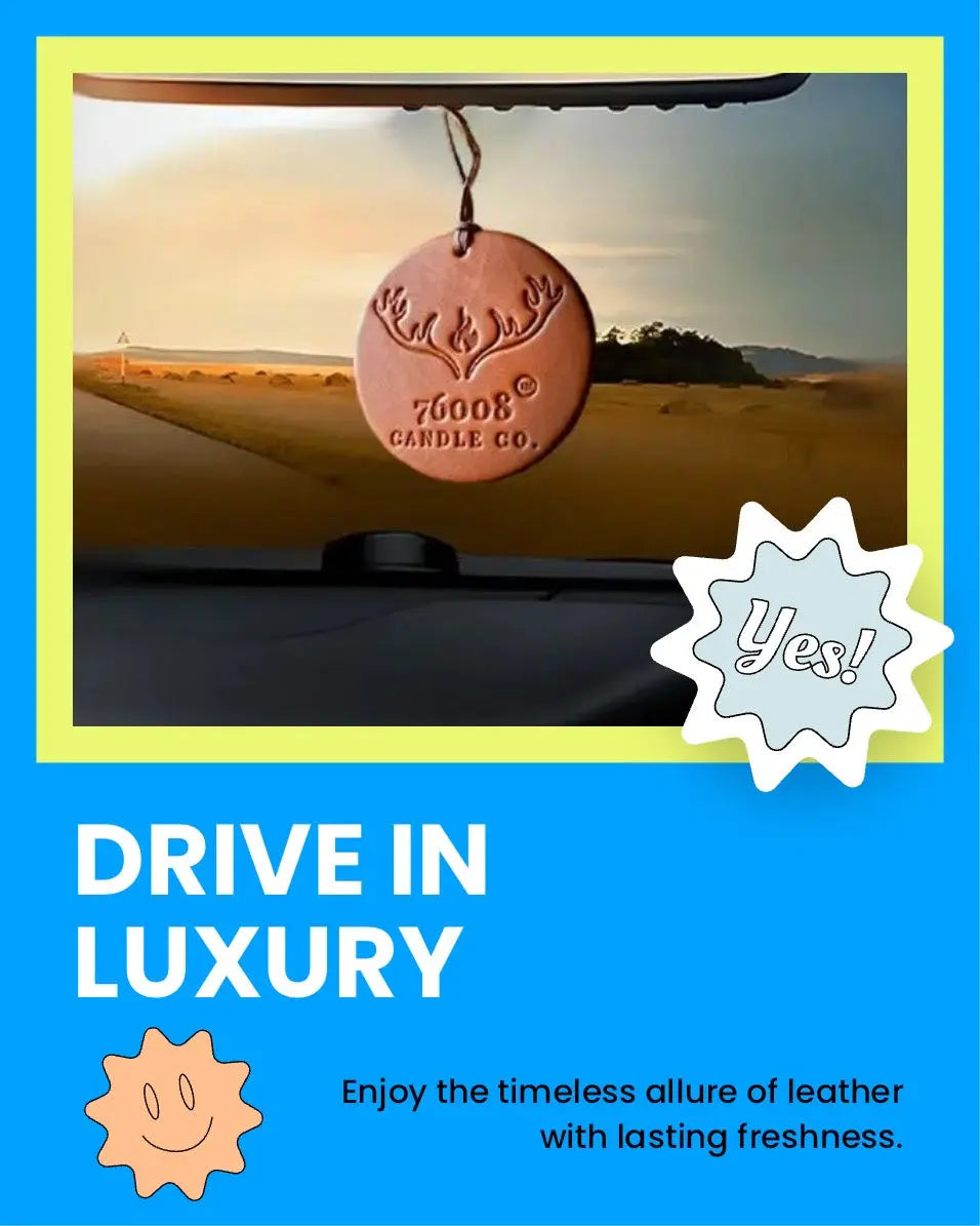 Leather Car Air Freshener - Premium Auto Scent | 76008 Candle Co