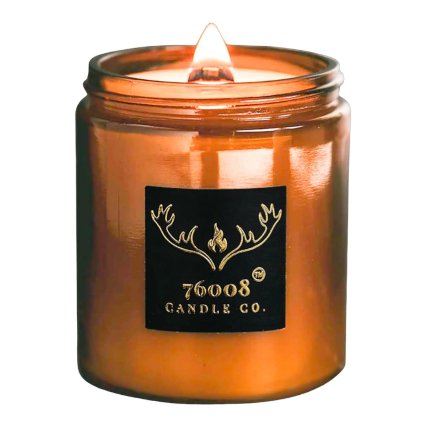 76008 Candle Co. Dulce Pumpkin Scented Candle | Signature Amber Glass Jar (8 oz.) | Luxury Candles For Home | Wood Wick Soy Candles | 76008 Candle Co. LLC