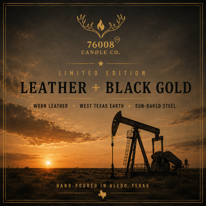 Leather + Black Gold Wood Wick Soy Candle