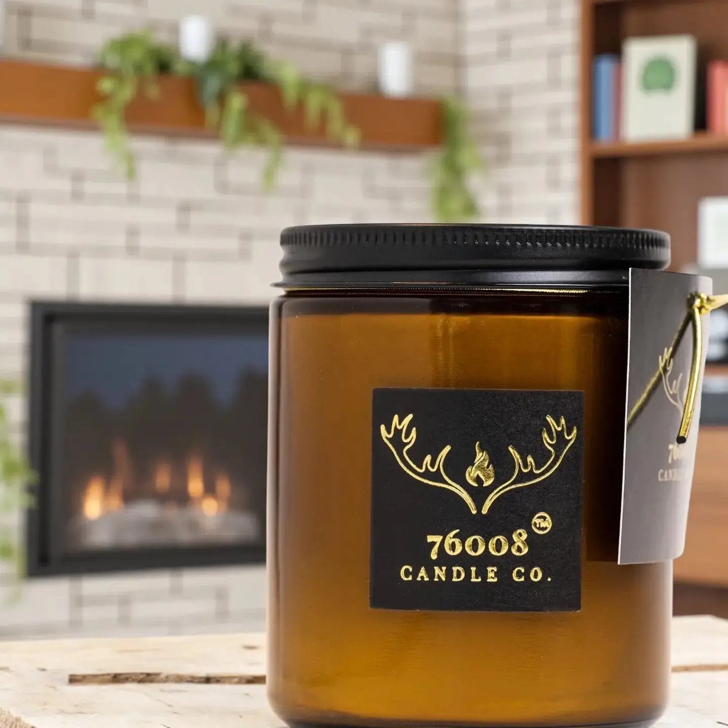 Leather Scented Candle – 8 oz Medium Amber Jar | 30+ Hour Burn Leathercandle.com home of 76008 Candle Co.