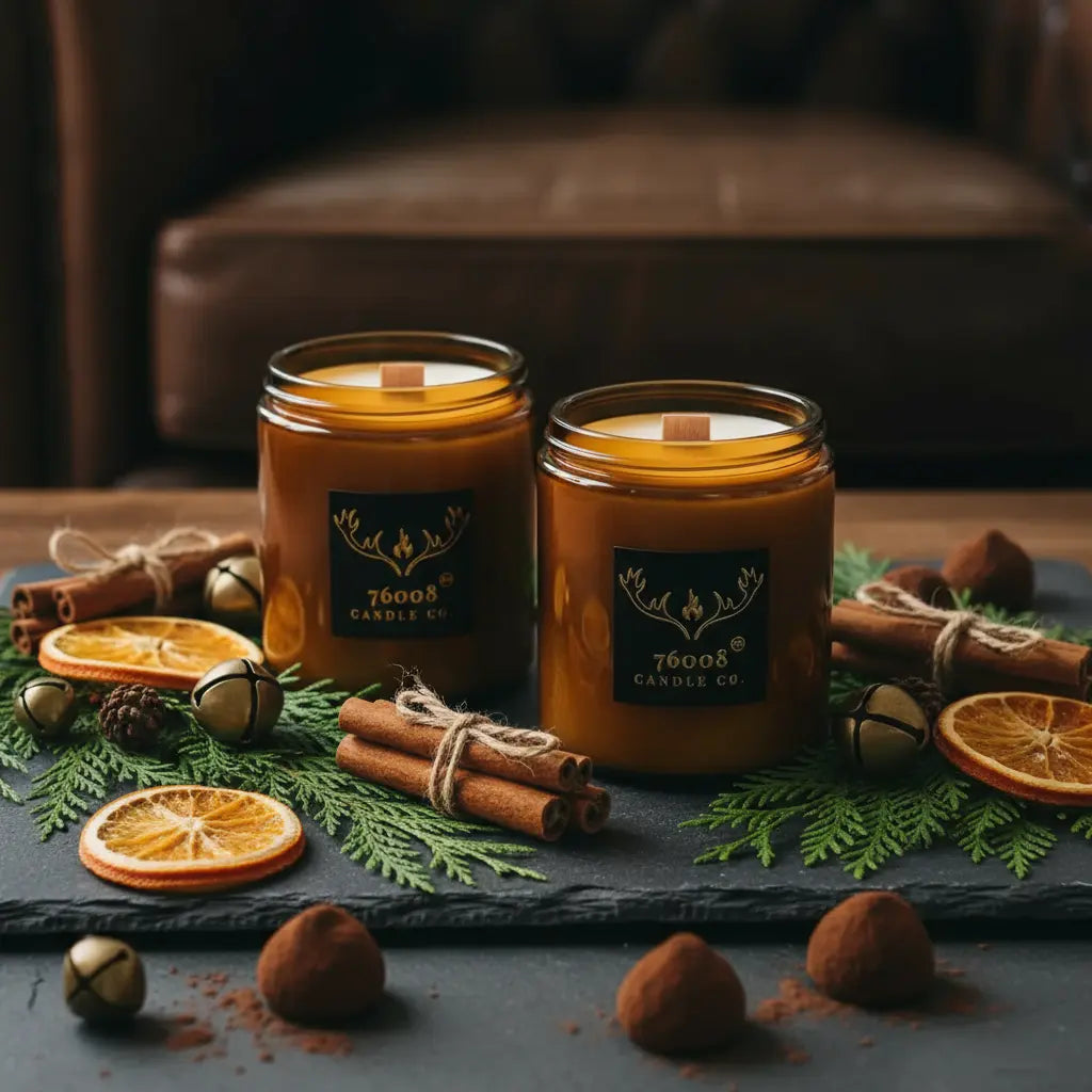 2-Pack Leather Candle Gift Set — Leather + Leather Vanilla (8 oz Each) | Wood Wick, Hand-Poured in Texas 76008 Candle Co.