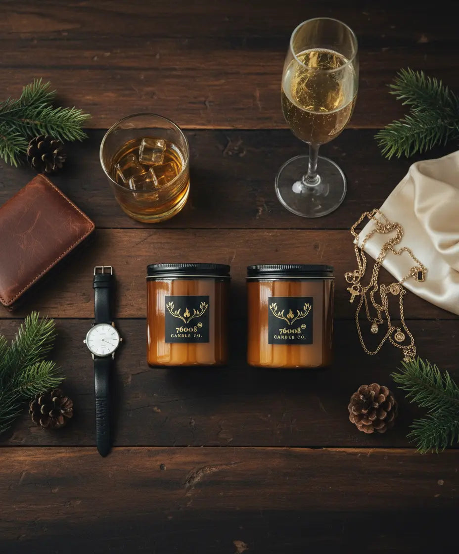 2-Pack Leather Candle Gift Set — Leather + Leather Vanilla (8 oz Each) | Wood Wick, Hand-Poured in Texas 76008 Candle Co.