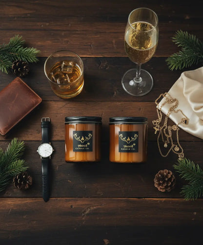 2-Pack Leather Candle Gift Set — Leather + Leather Vanilla (8 oz Each) | Wood Wick, Hand-Poured in Texas 76008 Candle Co.