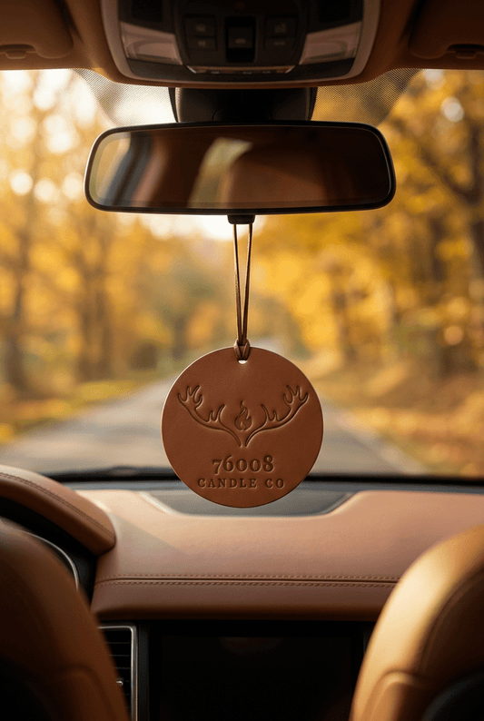 Leather Car Air Freshener | Hanging Leather Disc | 76008 Candle Co. - 76008 Candle Co.