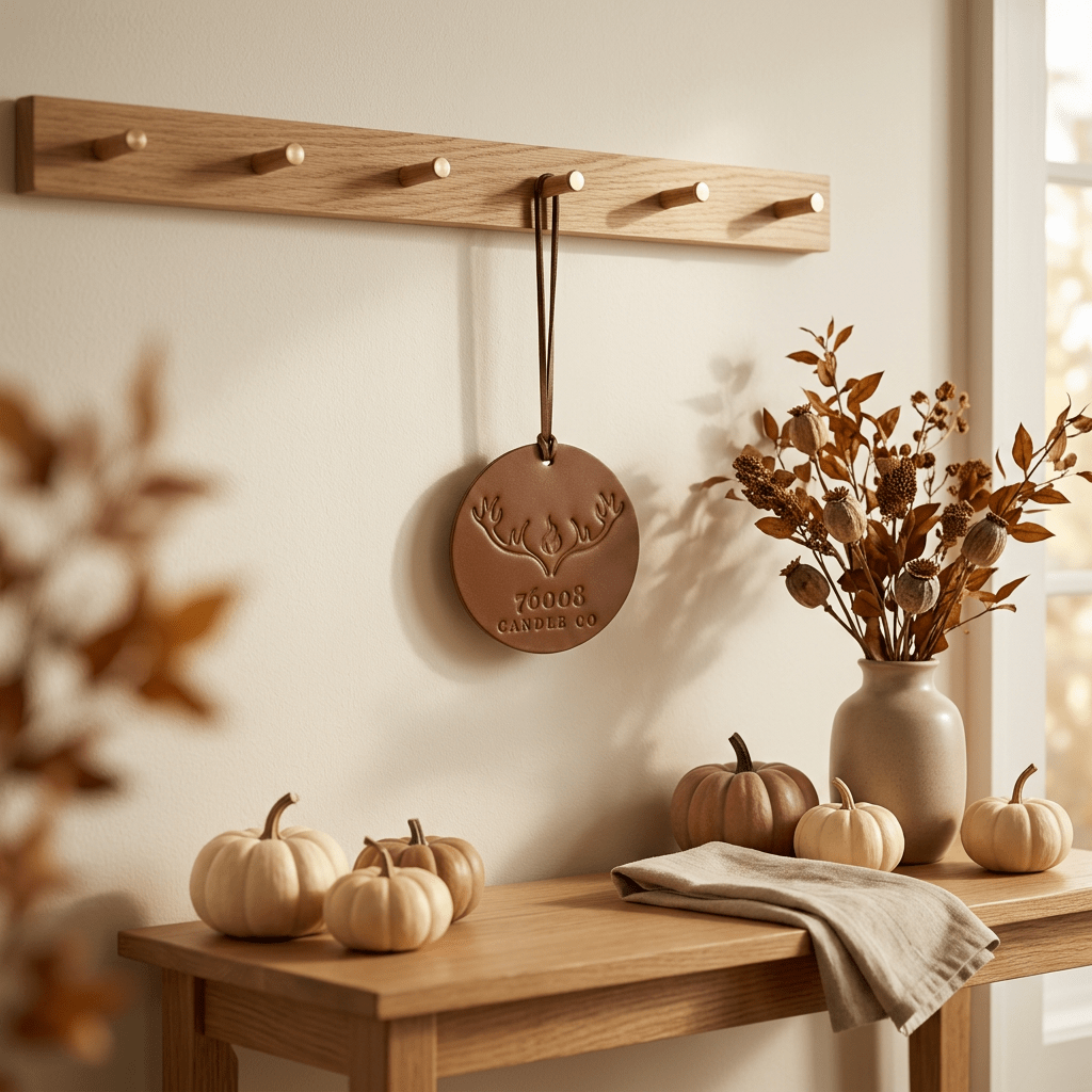 Leather Car Air Freshener | Hanging Leather Disc | 76008 Candle Co. - 76008 Candle Co.