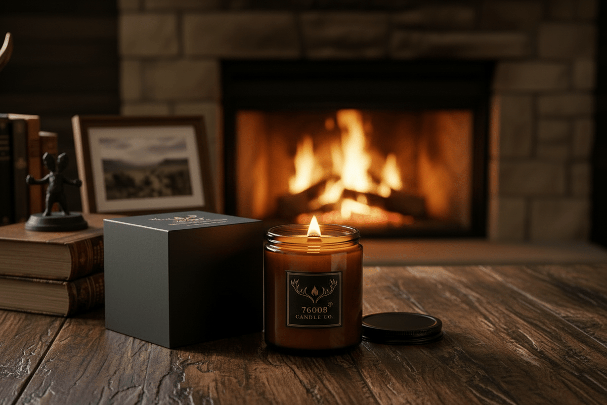 Leather + Cedarwood Wood Wick Candle - 76008 Candle Co.
