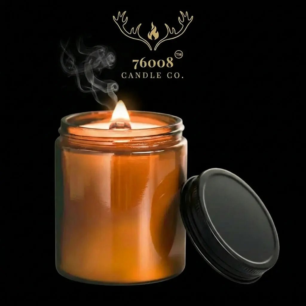 Leather & Whiskey Candle - Wood Wick Soy Candle - 76008 Candle Co.