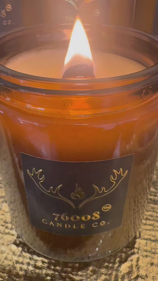 Vintage Leather Candle | Hand-Poured with Wood Wick Crackle | Masculine Home Decor