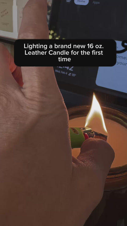 Leather Scented Candle for Men | Wood Wick Soy Candle | 76008 Candle Co