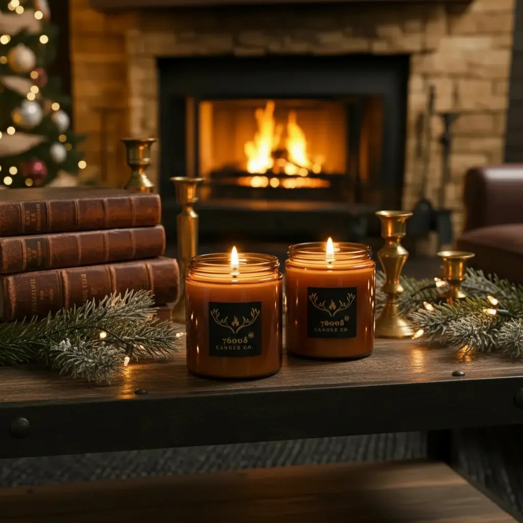 2-Pack Leather Candle Gift Set — Leather + Leather Vanilla (8 oz Each) | Wood Wick, Hand-Poured in Texas 76008 Candle Co.