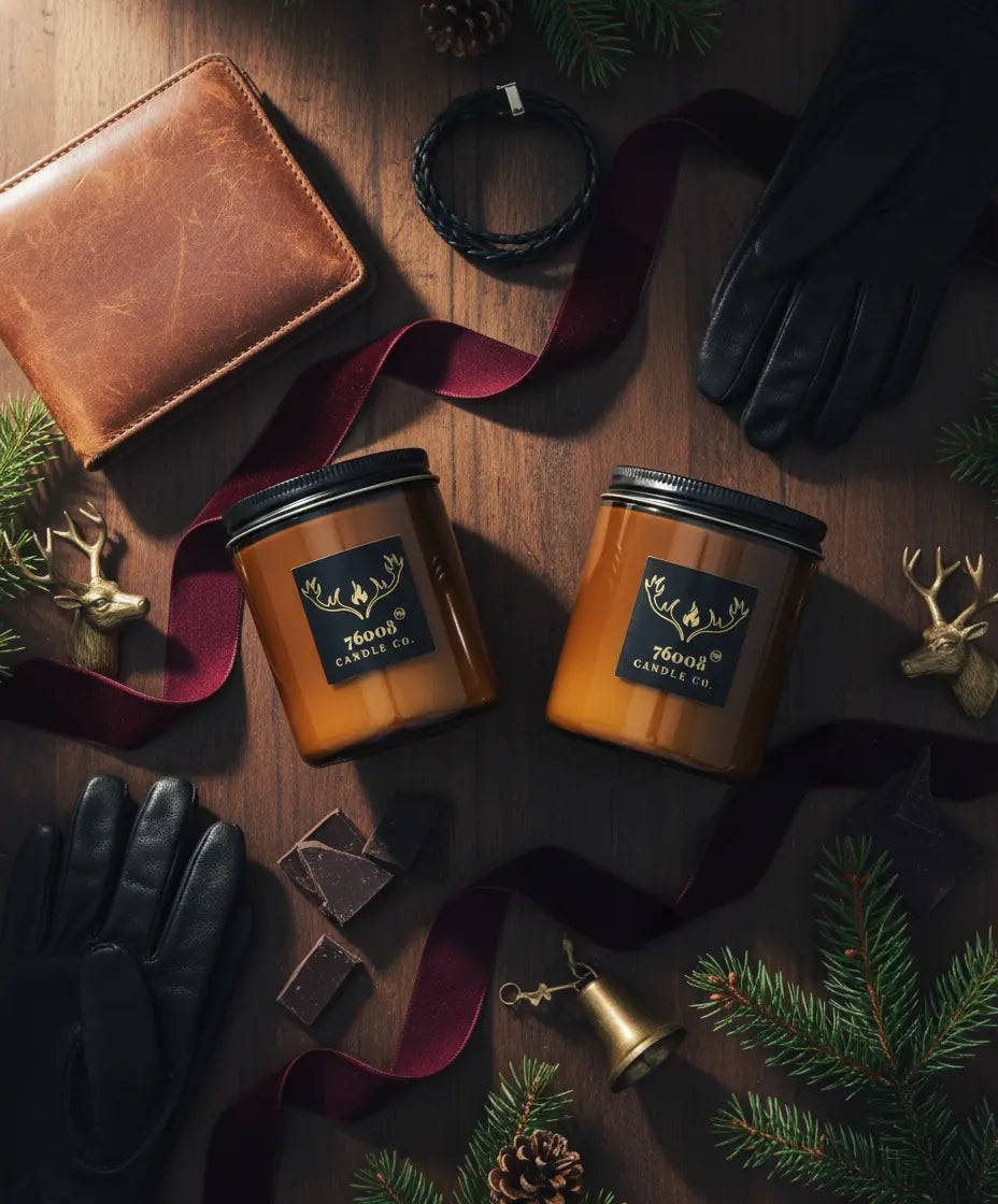 2-Pack Leather Candle Gift Set — Leather + Leather Vanilla (8 oz Each) | Wood Wick, Hand-Poured in Texas 76008 Candle Co.