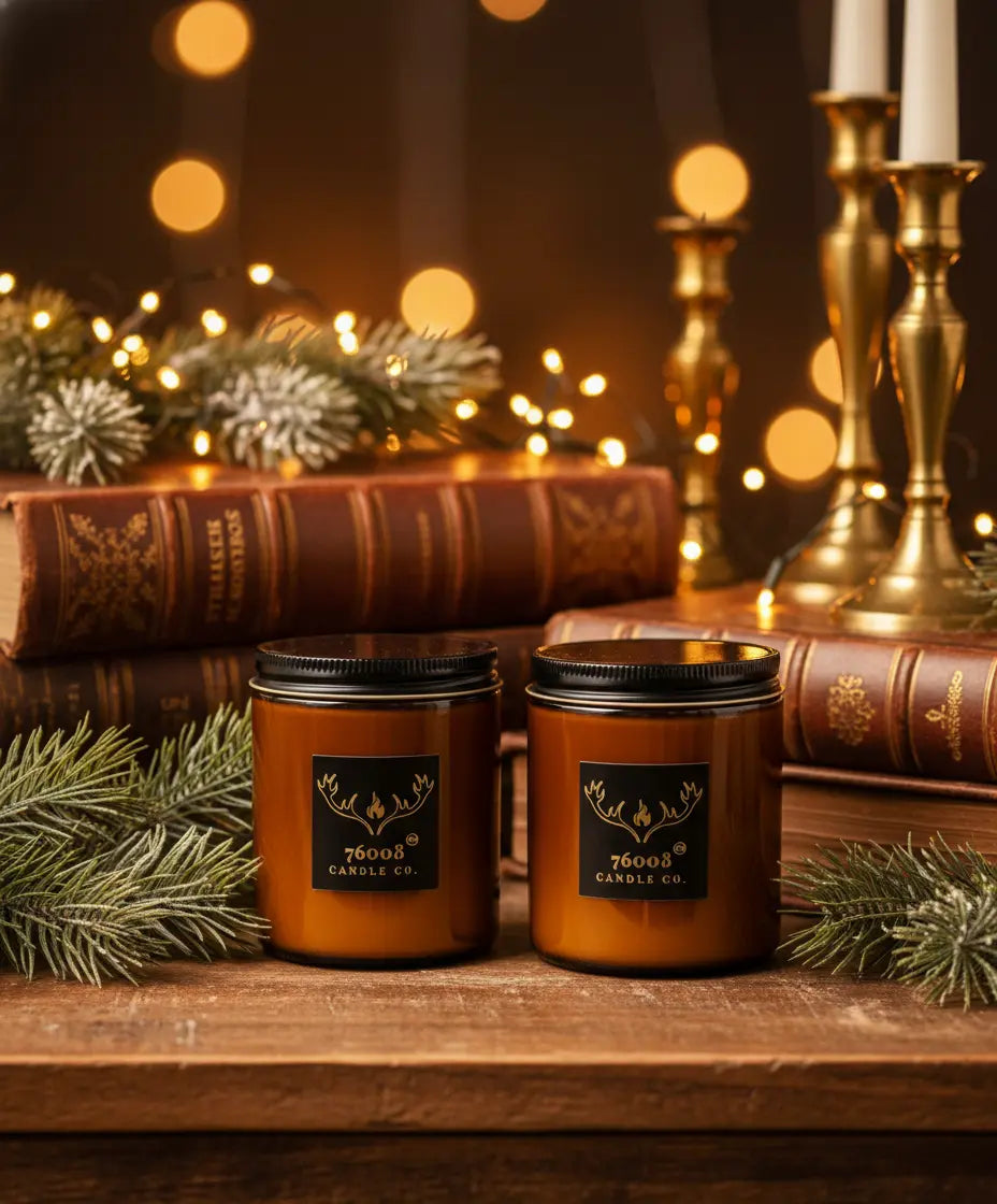 2-Pack Leather Candle Gift Set — Leather + Leather Vanilla (8 oz Each) | Wood Wick, Hand-Poured in Texas 76008 Candle Co.
